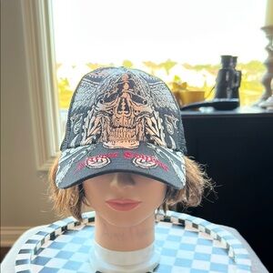 Edgy Black and White Skull Cap